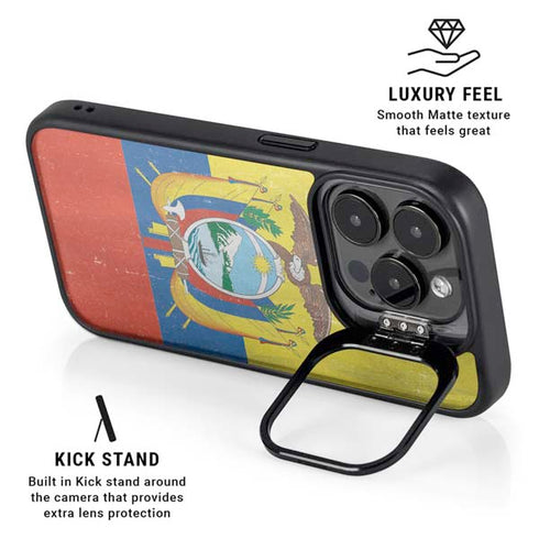 Ecuador Flag Distressed iPhone 16 Pro Kickstand Case
